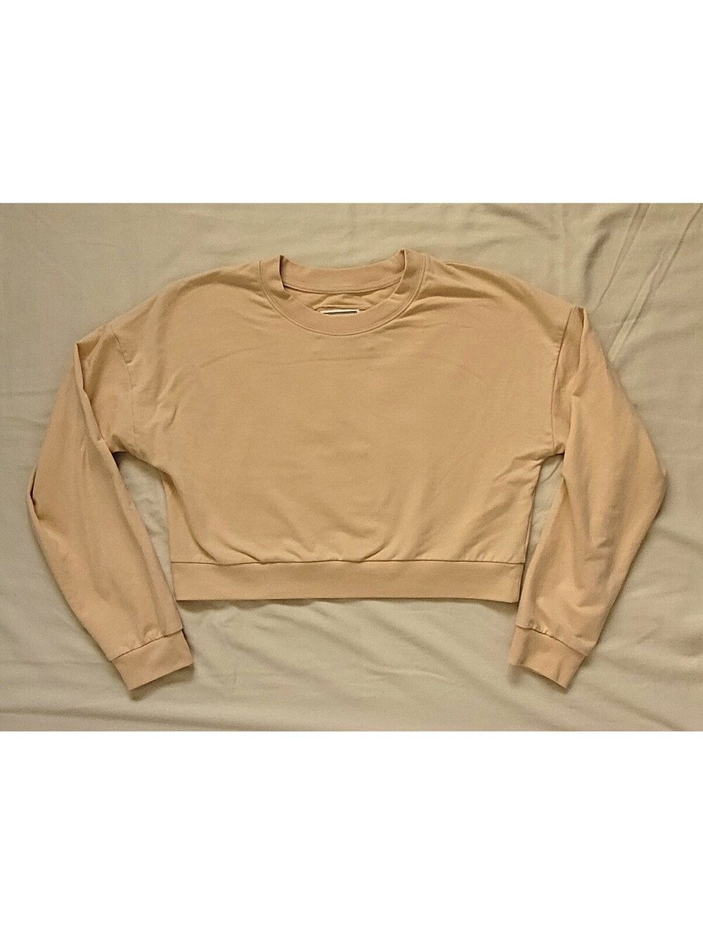 Rosio USA Women's Large Peach Cropped Crewneck Sweatshirt Boxy Pullover